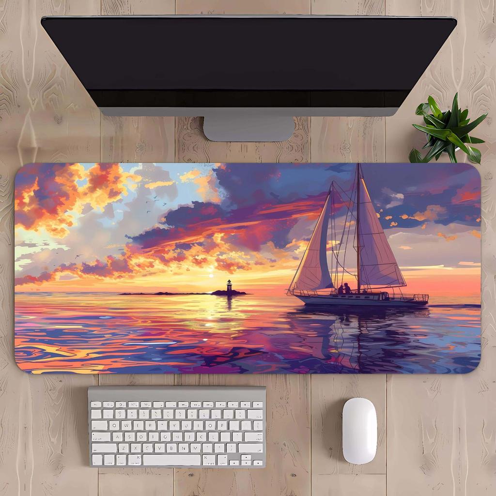 Extra Large Mountain Landscape Mouse Pad with Thickened Lock Edge for Office Desks