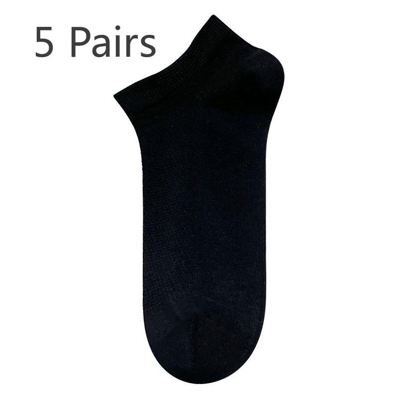 5 Pairs of Women's Summer Cotton Breathable Mesh Boneless Deodorant Wicking Sweat Low Top Boat Socks