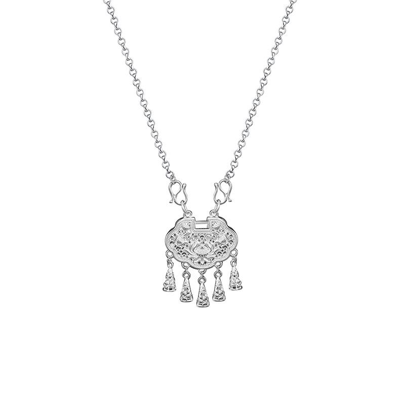 

Ожерелье с кисточками и замком безопасности Lotus в этническом и национальном стиле, новый китайский дизайн, цепочка на ключицу