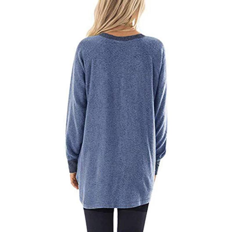 YYFS Women's Fashion Casual Spring Fall Colour Block Print Long Sleeve O-Neck Blouses & Shirts