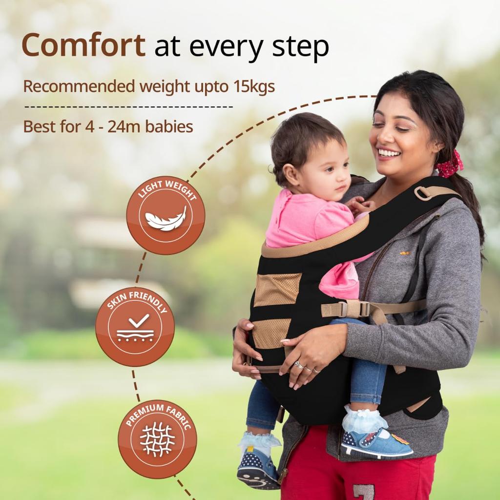 LuvLap Royal Hip Seat Baby Carrier 4 Positions Ergonomic Adjustable Newborn To Toddler Comfortable Breathable Mesh