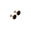 Stainless Steel Minimalist Earrings Simple Rose Gold Color Black Circle Stud Earrings Geometric Zircon For Women Gifts