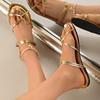 Solid Color Casual Slippers Summer Comfortable Gold Women's Shoes Beach Home Flat Simple Women's Sandal Two Ways To Wear