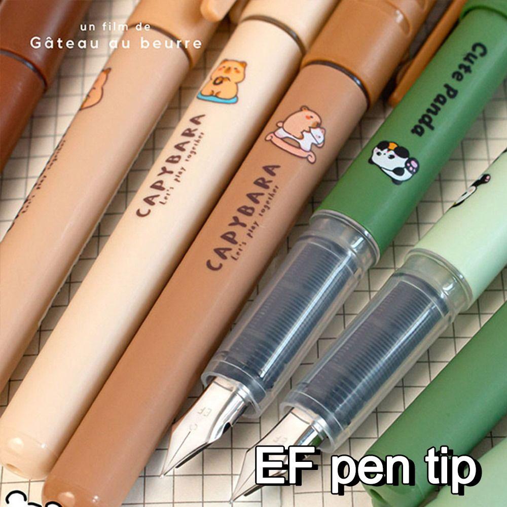 4Pcs Replacable Ink Capibara Fountain Pen Quick-drying Writing Stationery Fountain Pens Studengt