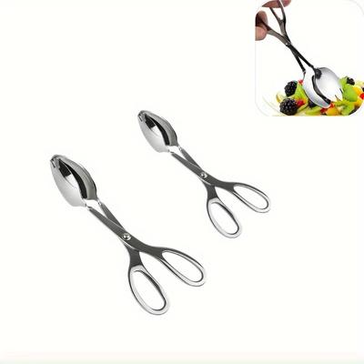 1 peça espátula e garfo pinças de salada, acabamento espelhado aço inoxidável, pinças de servir, pinças de pastelaria, pinças de doces, pinças de salada, utensílios de cozinha
