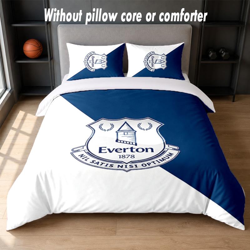 Everton Football Design Bed Bedding Set 1 Duvet Cover + 2 Pillowcases Soft Breathable Household Bed Linens