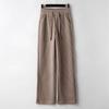Slim Wide Leg Corduroy Pants Women Winter Fleece Lined Draping Tapered Trousers