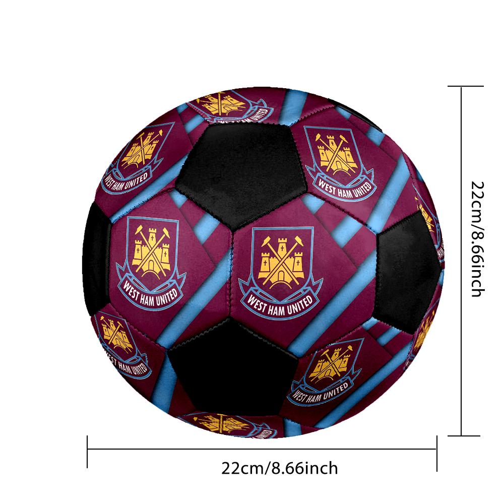 SIZE 5 West Ham United FC Soccer Ball Colorful All Ages Machine Stitched PVC Competition Ready Durable High-Bounce