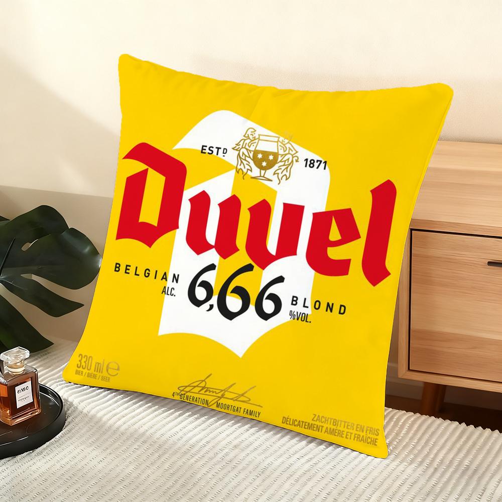 Protective D-Duvel Beer Cushion Cover Soft Short Plush Pillow Cover Smooth Cozy Texture Aesthetic Cushion Case Home Decor