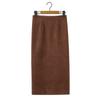 Women's Suede Bodycon Midi Skirt - Autumn/Winter Korean Retro Style