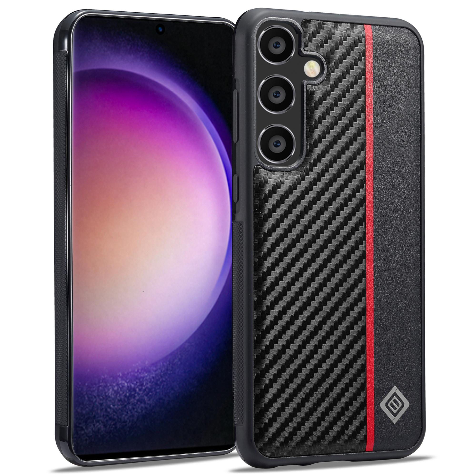 

LC.IMEEKE Для Samsung Galaxy S24 FE Чехол Текстура углеродного волокна Кожа+ТПУ+ЭВА Чехол для телефона A