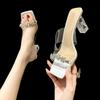 Cool Slippers Women's Summer Outer Wear New Year's Transparent Rhinestone Temperament Thick Heel Crystal High Heel Slippers Women