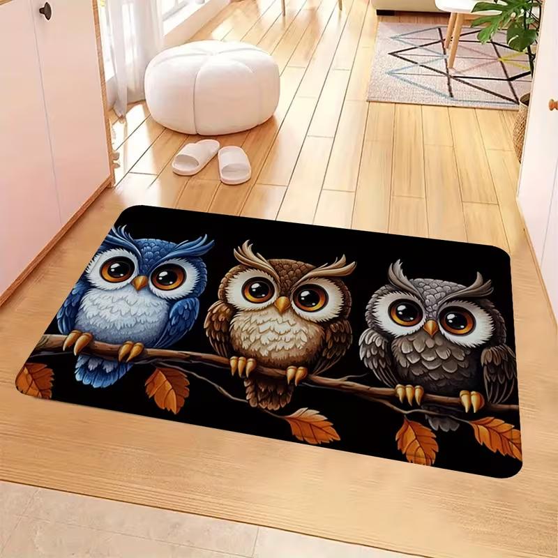 Owl Welcome Mat Non-Slip Doormat for Living Room, Dining Room, Bedroom Decor - Perfect for Welcoming Guests at the Front Door