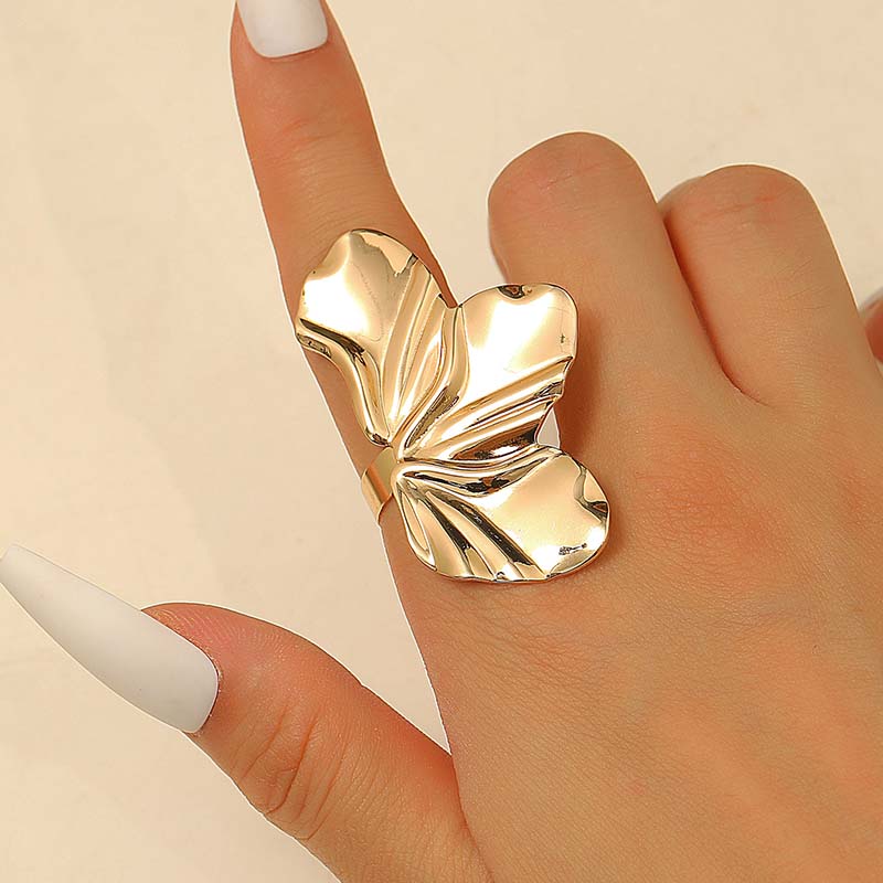 Punk Gothic Irregular Geometric Flower Rings for Men Women Hiphop Exaggerated Shiny Open Rings Fashion Party Jewelry Accessories