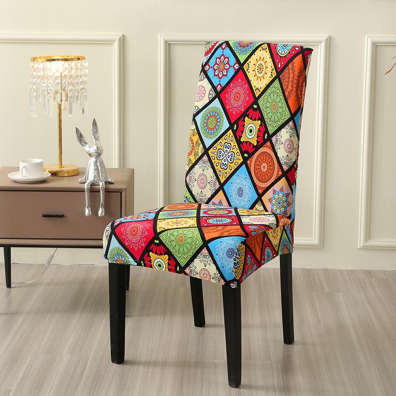 Dining Room Chair Cover Elastic Print Kitchen Parsons Chair Covers Spandex Chair Decorative Furniture Protective Cover