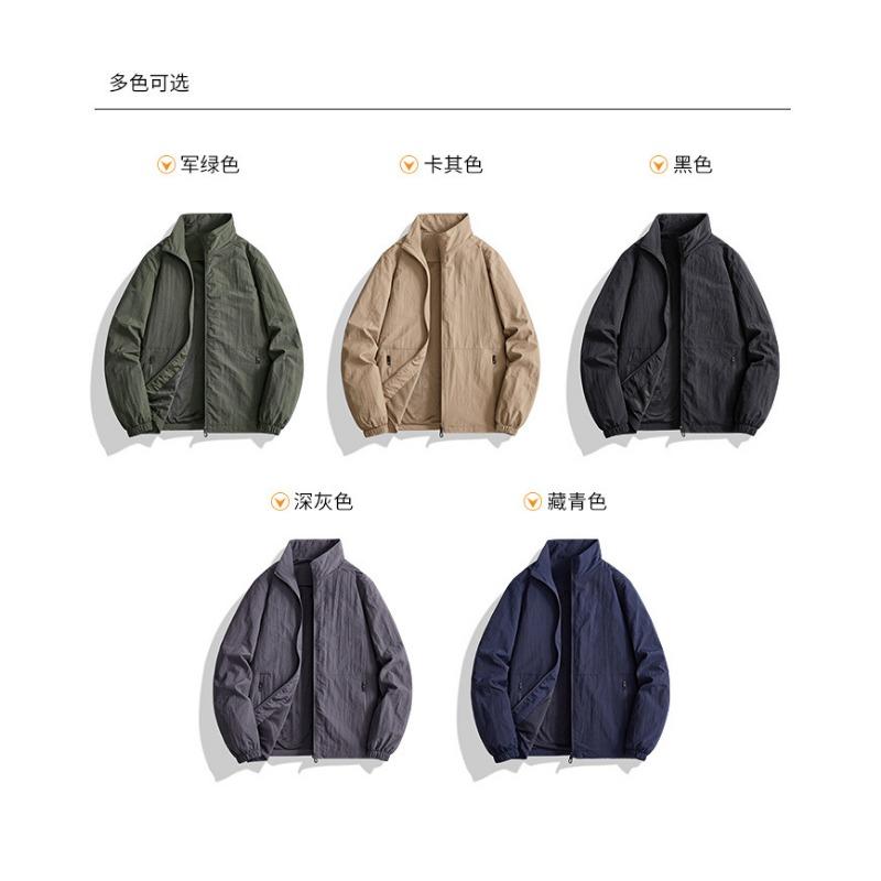 Men Plus Size Stand Collar Casual American Workwear Jacket Outerwear