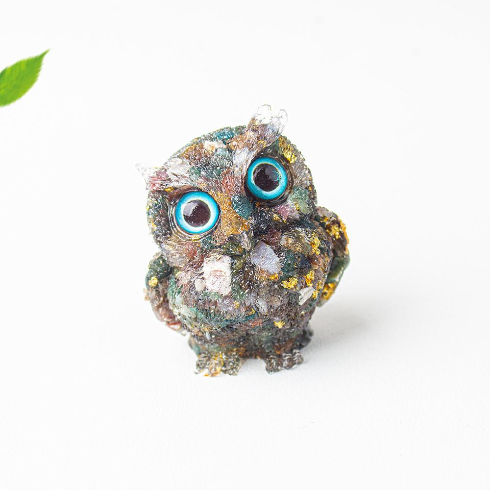 Figurine Hibou en Résine Cristal Pour Décoration Maison Bureau Cadeau Pour Amis Et Famille