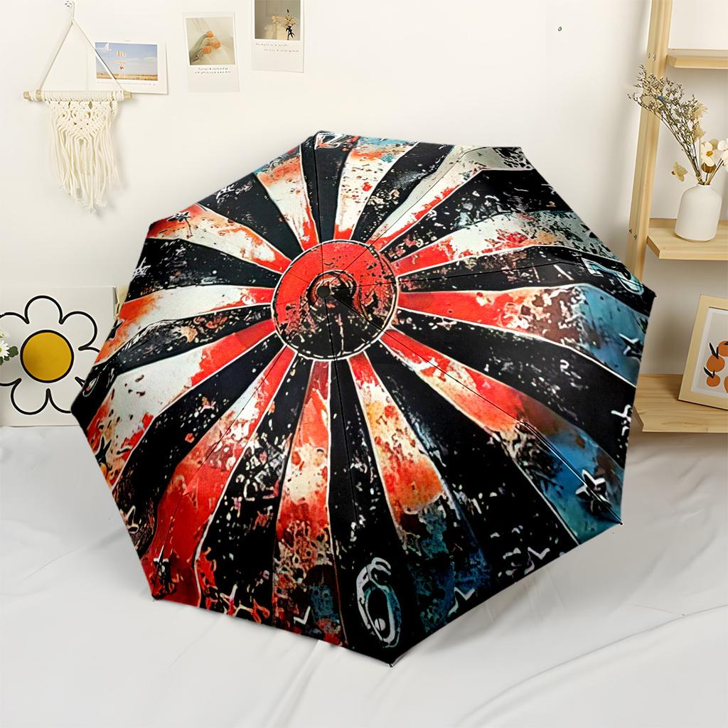 Adorable Bee Amidst Sunflowers And Flowers Portable Automatic Umbrella With 8 Rib Sturdy Construction Durable Everyday Carry Umbrella Elegant Women'S