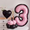 Cartoon Style Black And White Pink And Blue Digital Aluminum Film Balloon, Children'S First Birthday Party Scene Decoration Atmosphere Props
