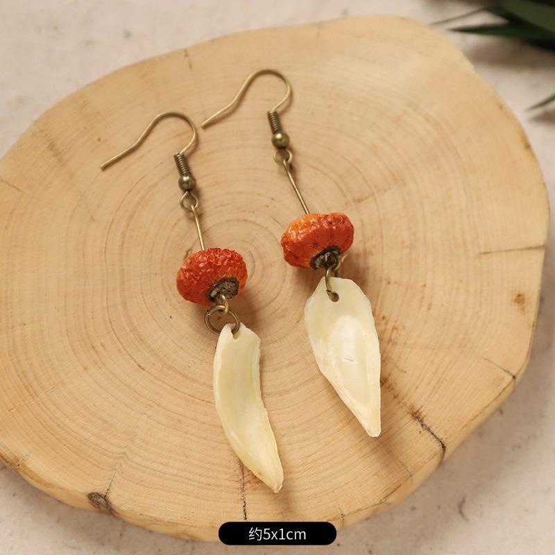 Original Design Traditional Chinese Medicine Plant Earrings Retro Literature Natural Fruit Handmade Long Earrings Women
