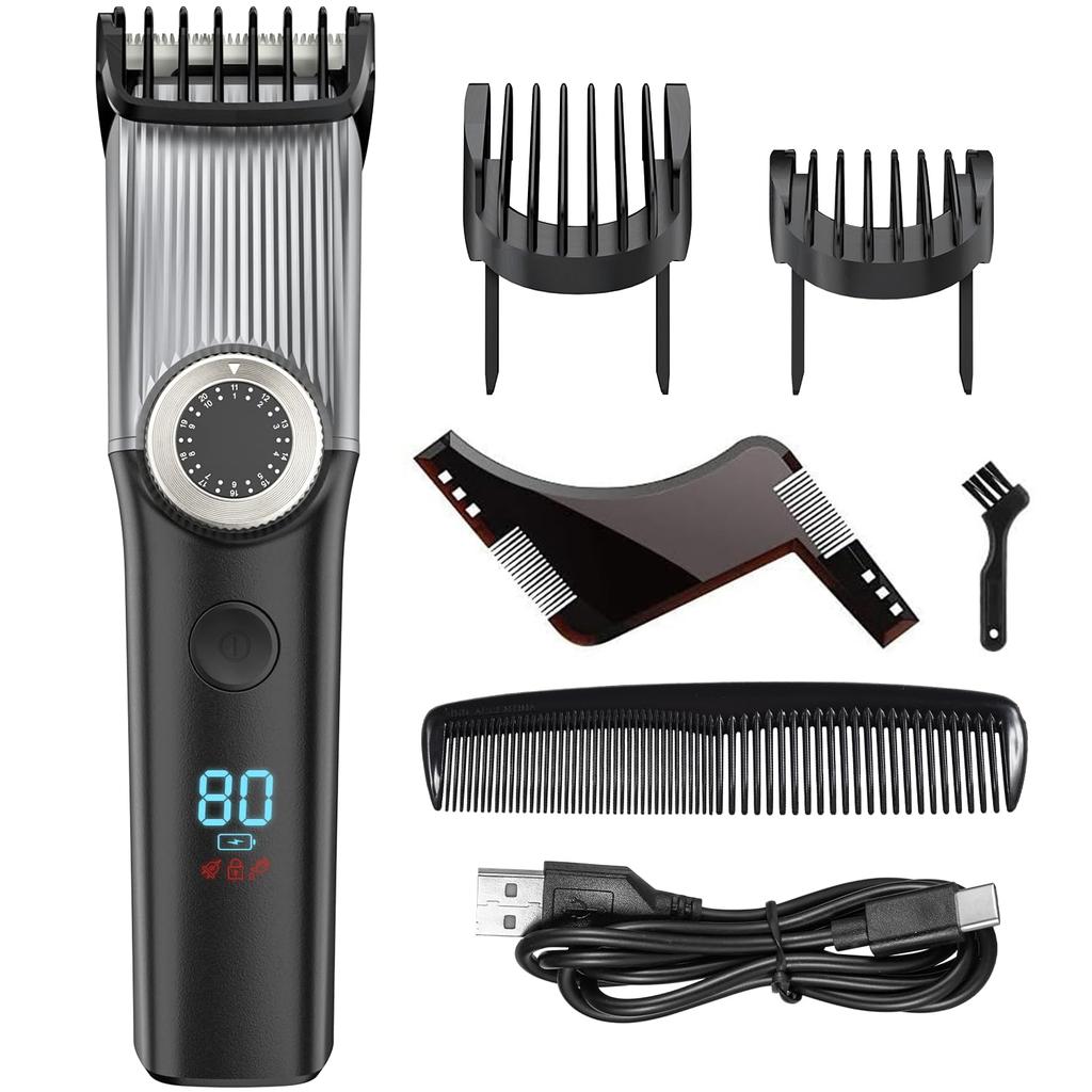 Beard Trimmer with Fast 180 Minutes of Continuous 40 Length IPX7 LED Remaining Power Automatic for and Professional Use at with Beard Shaping Tool