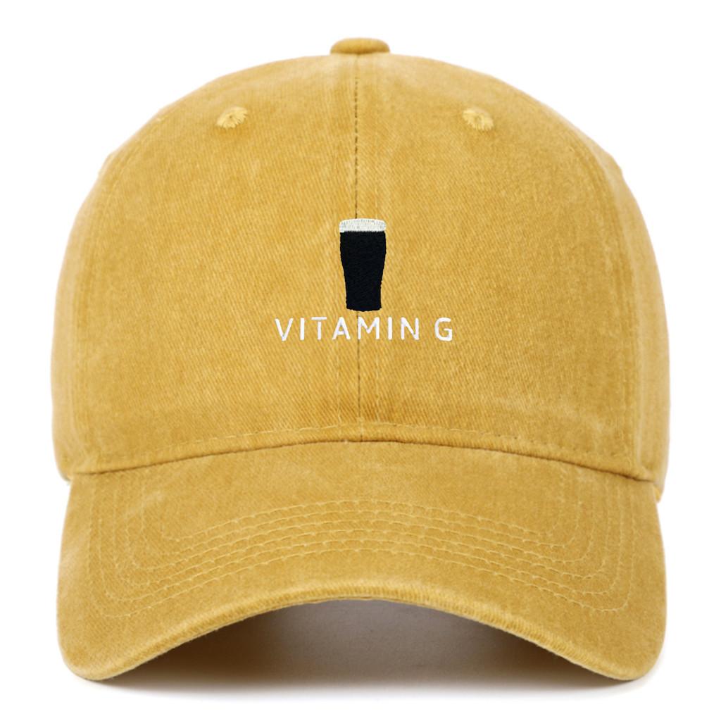 Vitamin G Letter Vintage Baseball Cap With Breathable Cotton And Curved Brim