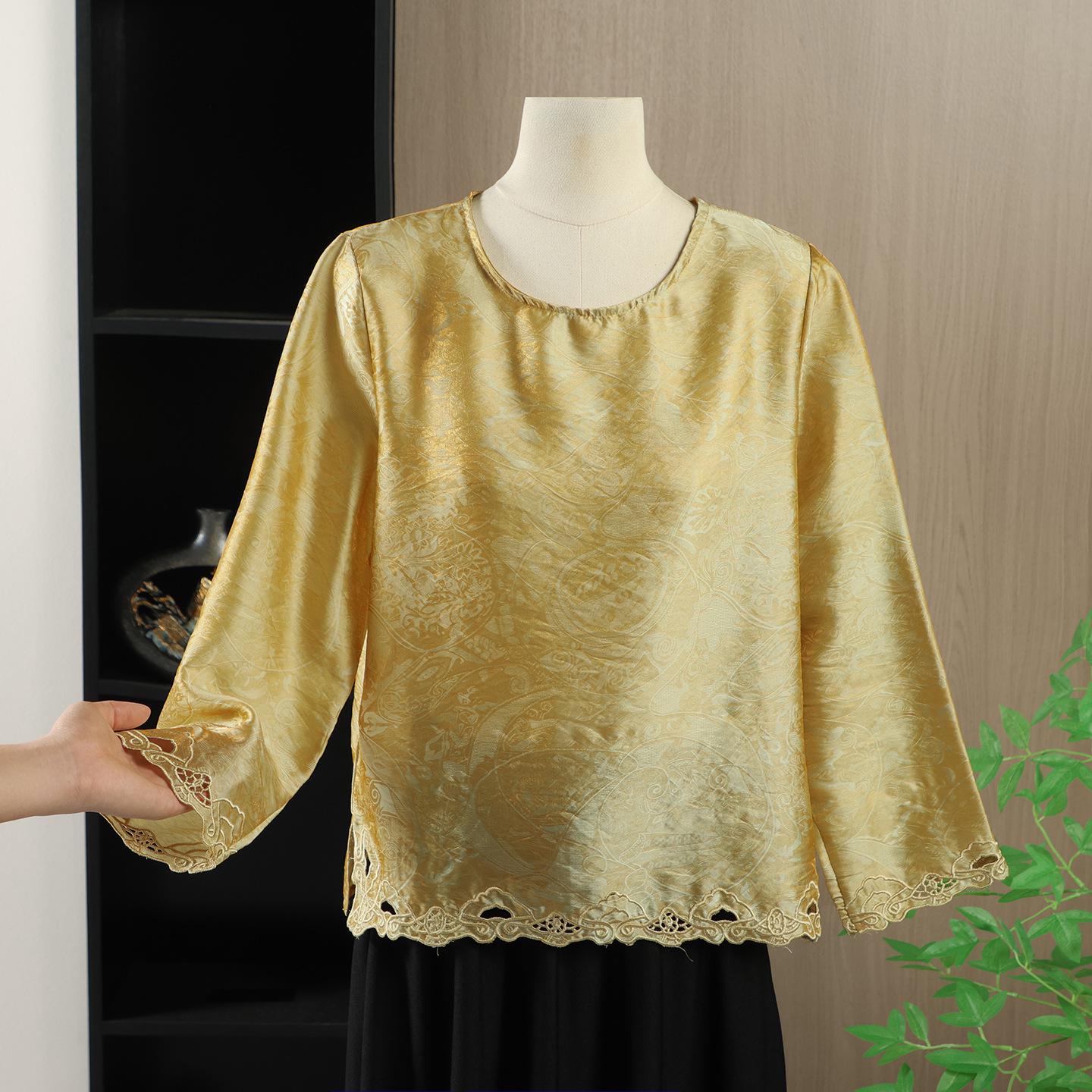 

2026 Summer Women s Solid Color Round Neck Long Sleeve Loose Slimming T-shirt 4XL (145-160 jin) шампанського