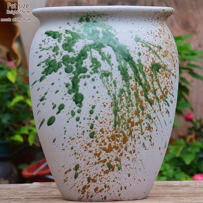 Large Retro Handmade Ceramic Planter for Succulents and Bougainvillea - Aged Coarse Pottery for Hotel and B&B Decor.