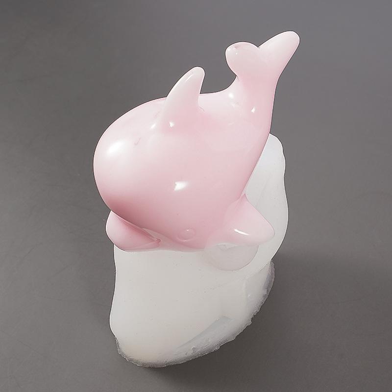 Nová kreativní kreslená dekorace na dort se zvířátky Forma na jídlo 3D stereo delfín z ledových kostek čokoládový fondant