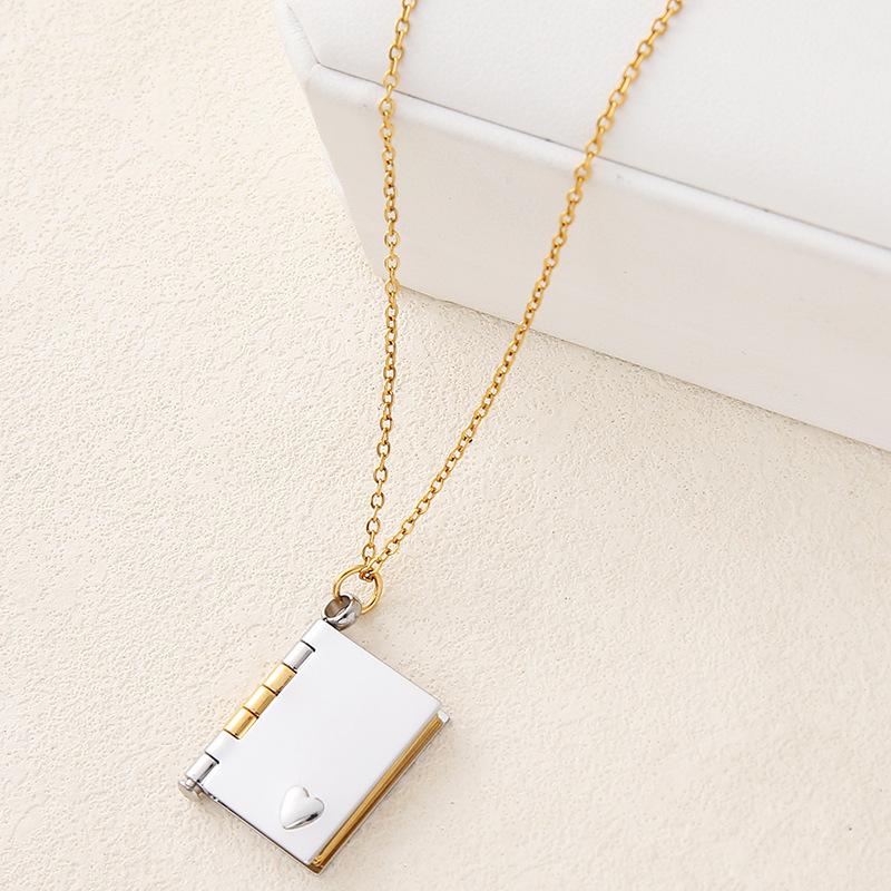 Stainless Steel Heart Flip Love Letter Pendant Necklace