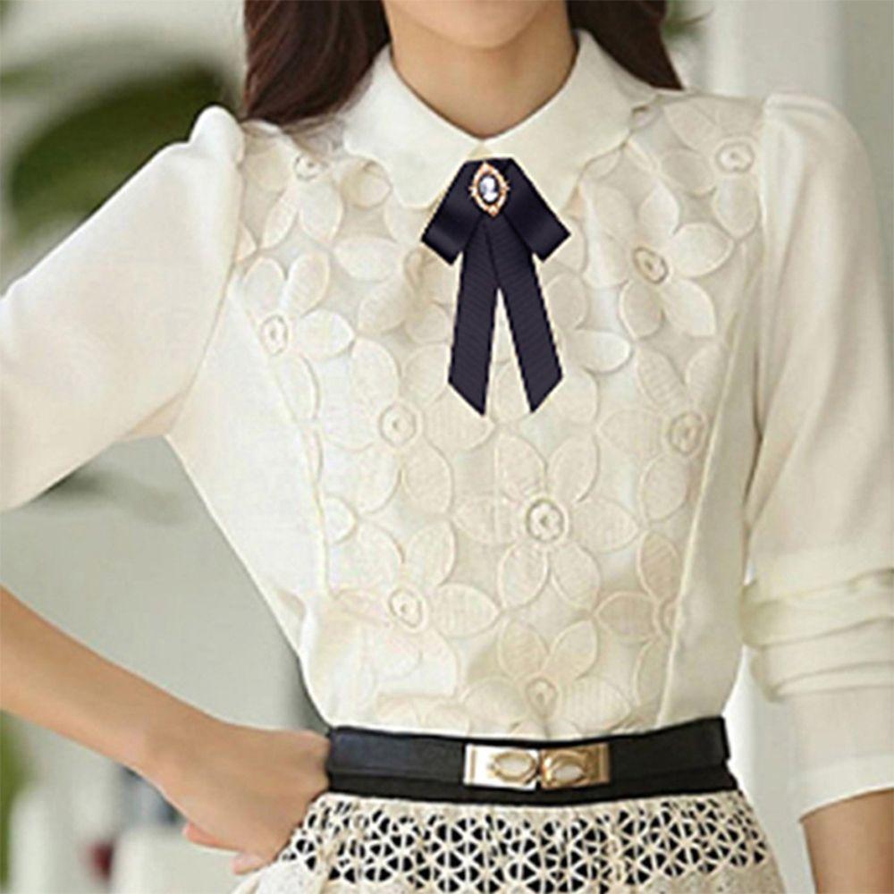Shirt Multicolor Woman Bow Tie Brooch Bow Dress