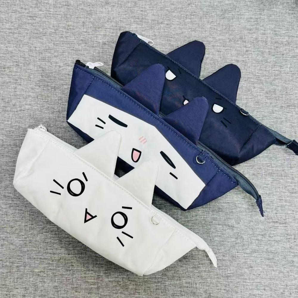 Large Capacity Pencil Case Cat Ear Design Pencil Pouch Portable Stationery Storage Bag Students