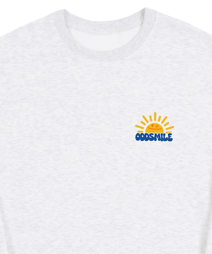 GRAVER [Unisex] Oddsmile Sun Smile Sweatshirt_Melange White