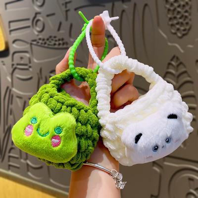 Handmade Plush Knitted Bag, Cartoon Panda Keychain Doll, Creative Coin Purse, Earphone Case, Pendant and Gift