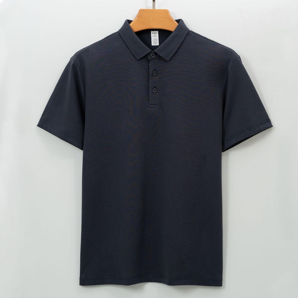 260g Baumwolle Polo Kurzarm Herren T-Shirt Langes Samt Baumwolle Fleckenfreies Oberteil Kragen Polo Oberteil