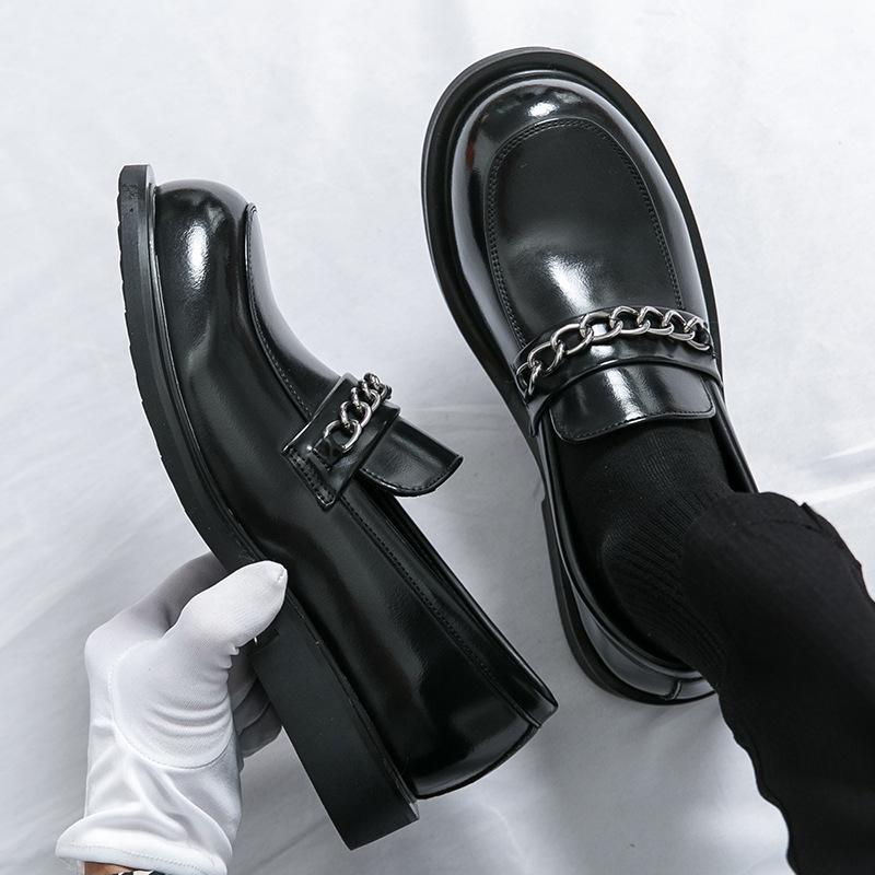 Men's shoes new small leather shoes autumn trend personality chain loafers men's foreign trade fashion retro leather shoes men