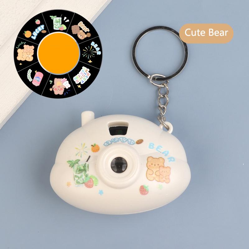 Creative Cute Cartoon Mini Camera Slideshow Light Projector Keychain Children's Toy Bag Pendant Accessories