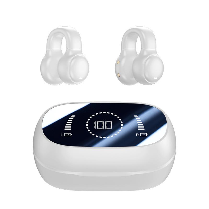 BH18 Low Power AI Dual Ear Clip Ear-Hook Bluetooth 5.3 Earphones with Digital Display