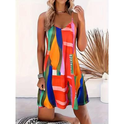Damenmode Lässiges ärmelloses Trägerkleid für den Strand