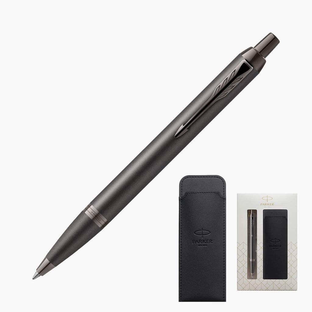 Parker Ballpoint Pen IM Monochrome Bronze BRT Medium with Pen Sheath Gift Box Set 2173276 Oil-Based