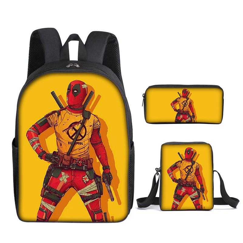 Deadpool 3pcs Student School Bag Backpack Lunch Bags Pencil Case Gifts Kids