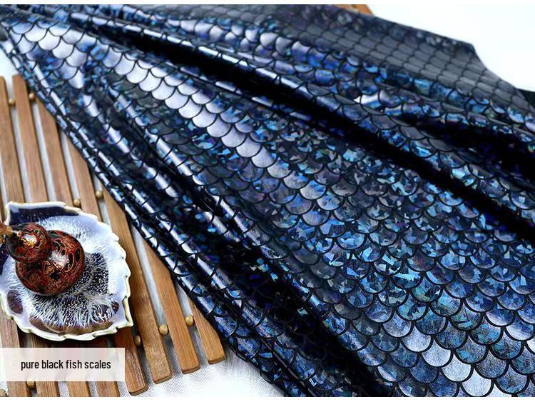 Iridescent Mermaid Fabric: Fish Scale, Laser, Stretch, Ideal for Costumes & Stage Decor