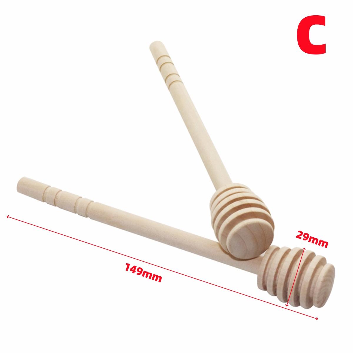 5Pcs Wooden Honey Spoon Stirring Stick 14.9cm Solid Jam Red Wine Honey Stirring Stick Kitchen Gadgets Beekeeping Tools 3 Types
