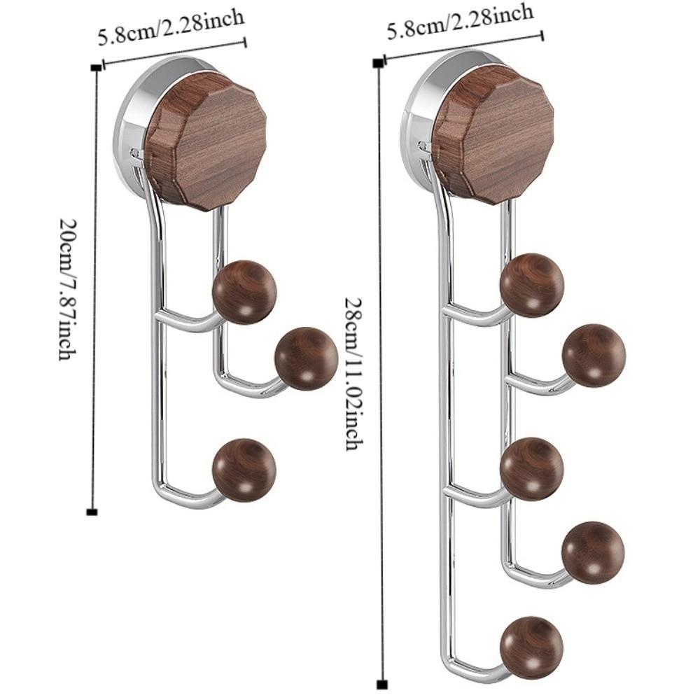 Stainless Steel Wood Grain Hook Without Punching Vertical Hook Shelf Suction Cup Hook  Bathroom