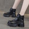 Women's Chunky Heel Retro Ankle Boots with Side Zipper - Petite High Heels for Spring and Autumn