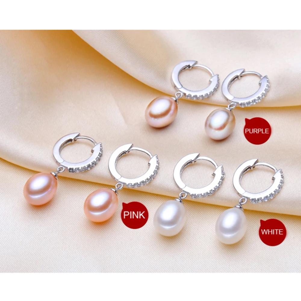 Hochwertige weiße Perlenohrringe für Damen, niedliche Mode Mädchen bestes Geschenk echte 925 Silber schwarze Süßwasserperlen Ohrringe Schmuck