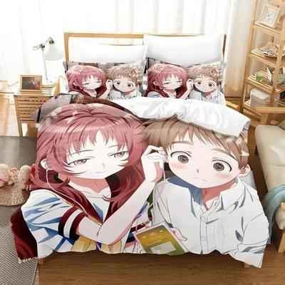 Kawaii Dziewczyna, która mi się podoba, zapomniała okularów Zestaw pościeli Kaede Sypialnia Miękkie Nowoczesne Narzuty Wygodna Poszewka na kołdrę Poszewka na poduszkę