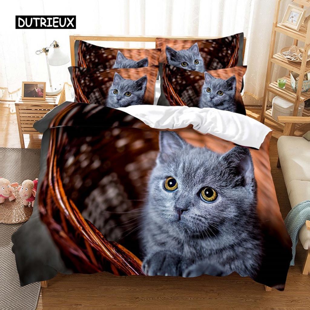 Schwarze Katze Bettwäsche Set Bettbezug Set 3D Bettwäsche Digitaldruck Bettwäsche Queen Size Bettwäsche Set Modisches Design