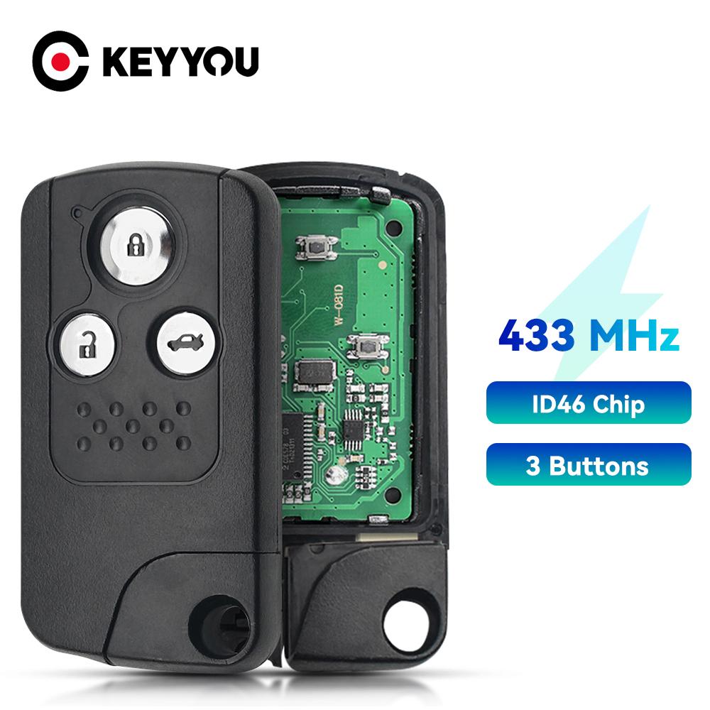 KEYYOU Keyless GO Remote Car Key 313.8 / 433Mhz For Honda Accord/Spirit/CRV/New Civic ID46 Knob Start Smart Promixity Card