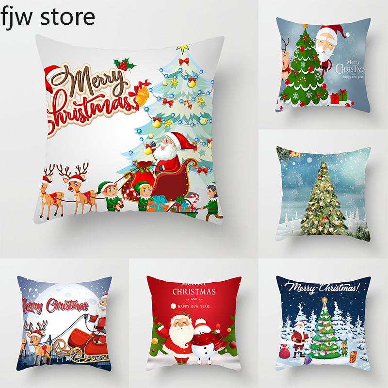 

Рождественское новогоднее украшение, наволочка с рисунком Санта-Клауса, Рождественская елка, наволочка, украшение для дивана, украшение для дома